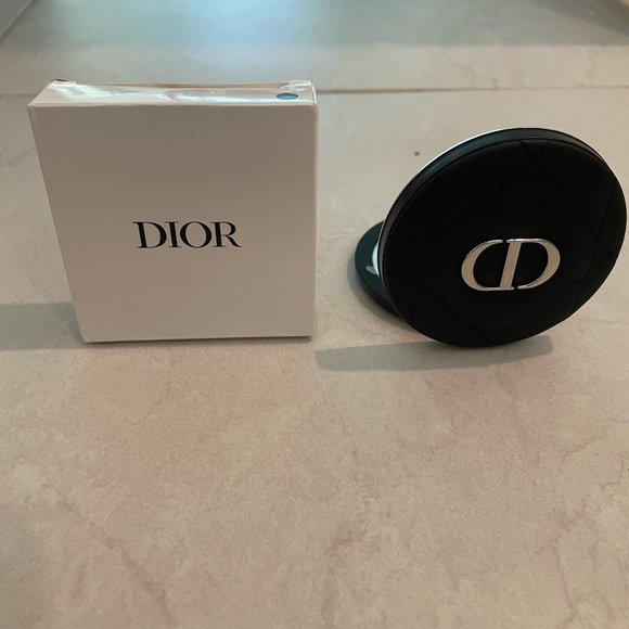 Dior Black Compact Plush Mirror with Silver Emblem - Picture 3 of 4